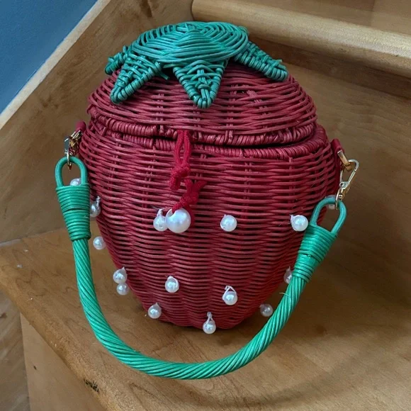 Kate Spade NY Target Pearl Embellished Strawberry Basket Bag - Picture 1 of 6